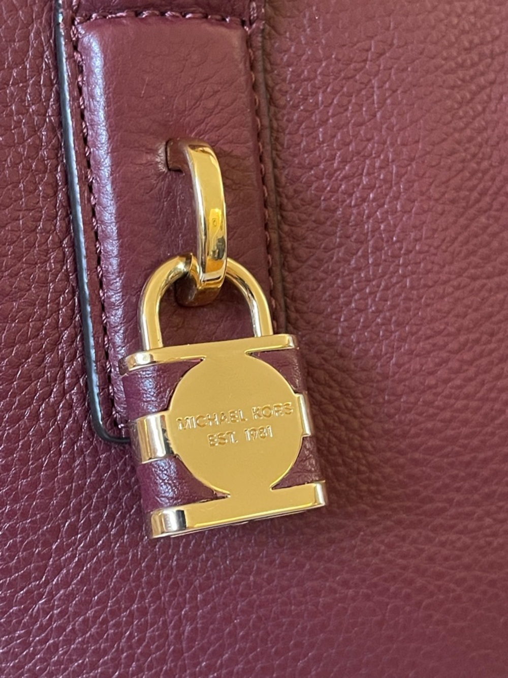 Michael Kors Burgundy Leather Satchel with Gold Hardware - Picture 3 of 13